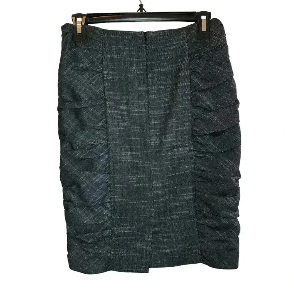 Anthropologie Cartonnier Pencil Skirt Business Womens Size 2 Gray Ruched Detail